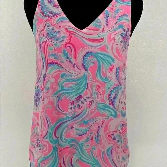 75. Lilly Pulitzer XXS Sleeveless Multicolor Floral Reversible Tank Top Florin - Picture 1 of 8